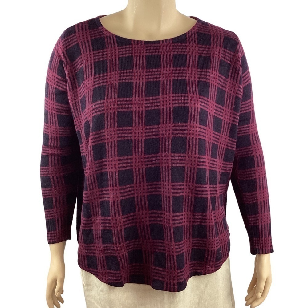 Lane Bryant Sweater Size 14/16 Purple Plaid Pullover
